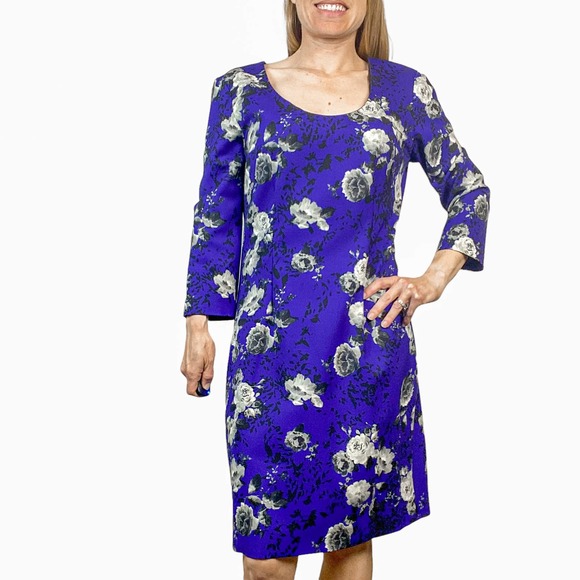 Prabal Gurung Dress Floral Blue Summer Homecoming Long Sleeve - Picture 4 of 9